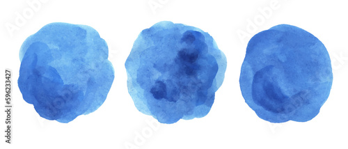 Blue watercolor abstract background, form, circle design element. Colorful hand painted texture, wash. Absttract clouds, sea, water texture. 