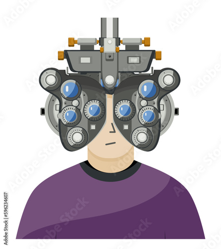Medical equipment, Phoropter or refractor is an ophthalmic testing device diagnosis of ophthalmology by a specialist ophthalmologist in the ENT department in the hospital