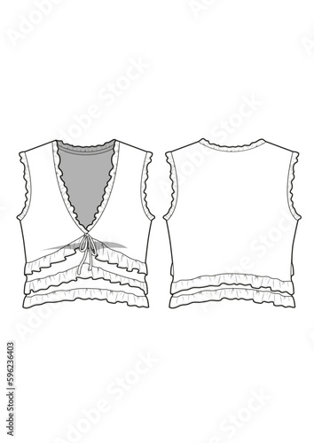фотографія Womenswear v-neck tank top with ruffle and tie strap detail fashion technical dr