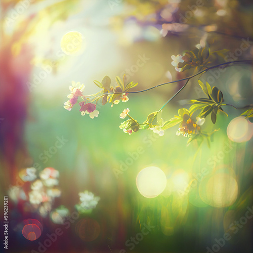 The Beauty of Spring: A Soft and Serene Blurred Background Generative AI