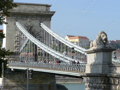 Budapest (Hungary). Chain Bridge in the city of Budapest