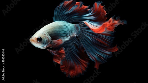Conceptual Art of Siamese Fighting Fish with Space for Copy on Background - Generative AI Illustration © John