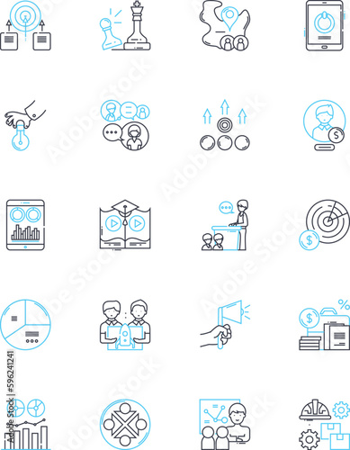 Branding linear icons set. Identity, Recognition, Logo, Reputation, Trust, Consistency, Personality line vector and concept signs. Innovation,Vision,Positioning outline illustrations
