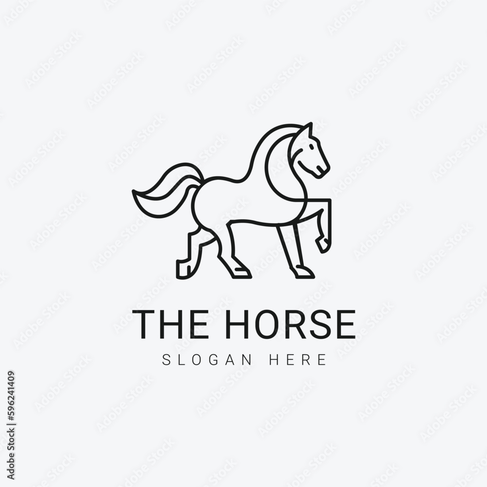 Horse logo or icon design in simple line style