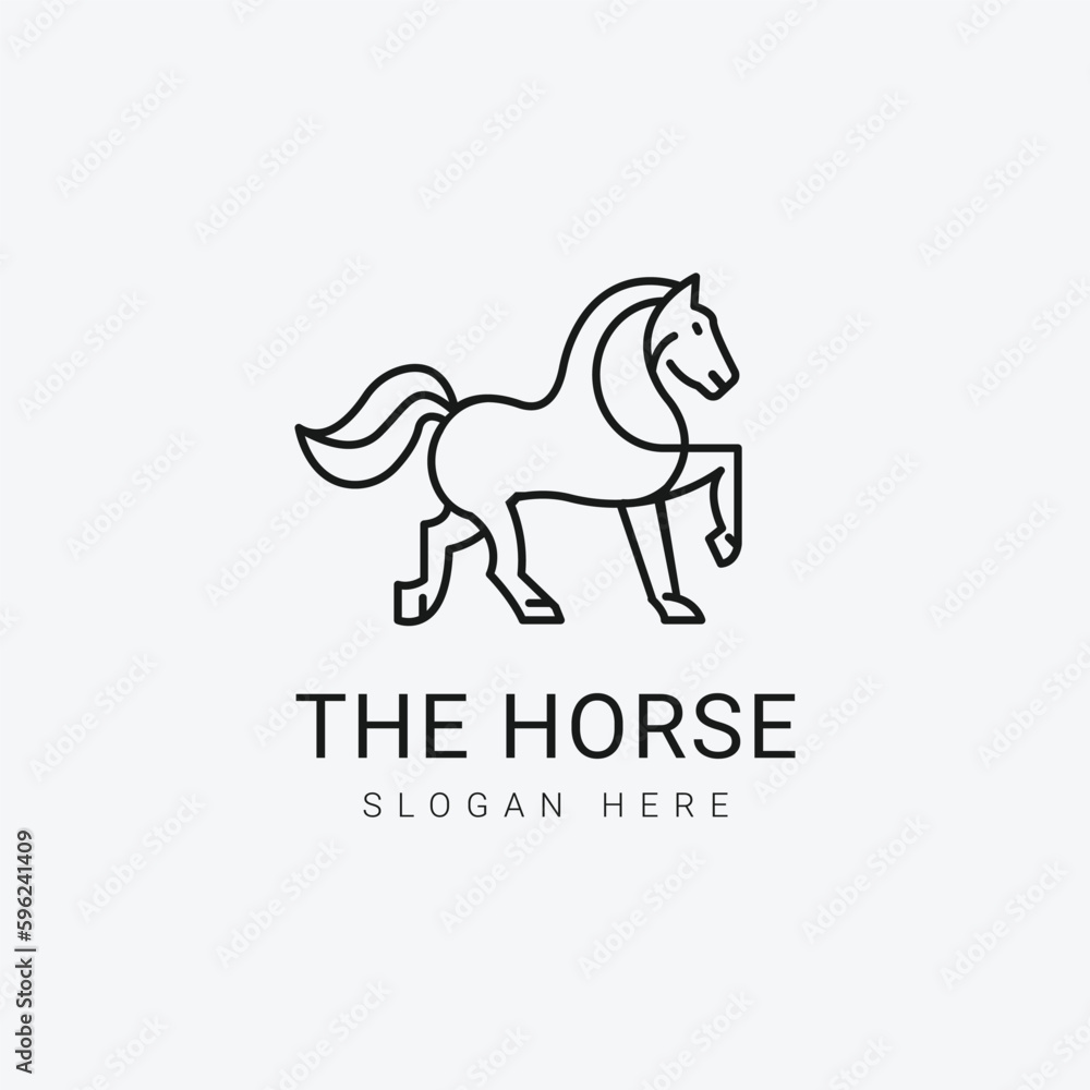 Horse logo or icon design in simple line style Horse logo or icon design in simple line style
