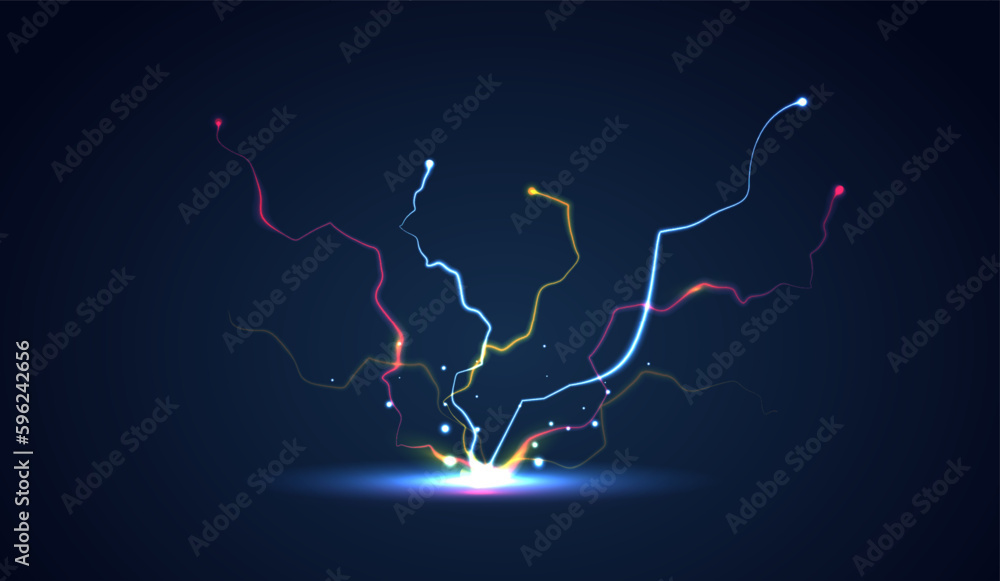Thunderbolt, electric isolated lightning, electric current line, blue magic ray, electricity visual effect for website, mobile app. vector design. Thunderbolt, electric isolated lightning, electric current line, blue magic ray, electricity visual effect for website, mobile app. vector design.