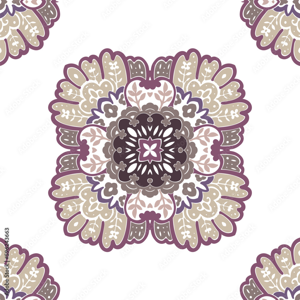 Blooming flowers, paisley print ornaments vector