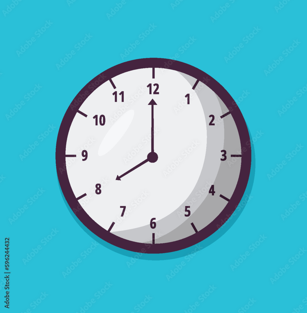 Clock icon in flat illustration isolated vector	
