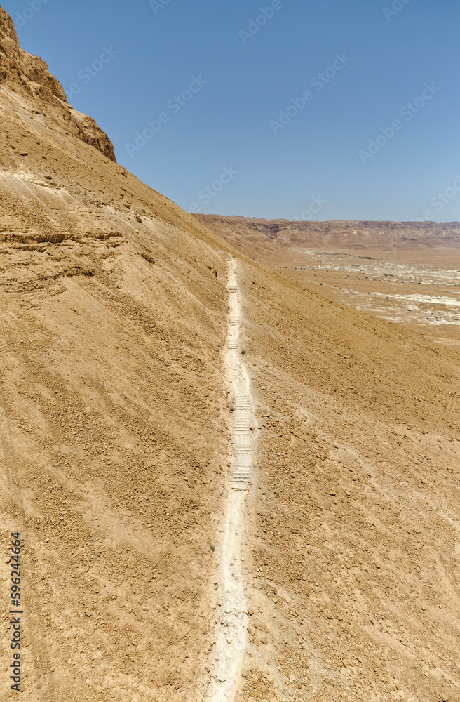 Masada National Park hiking path in Israel