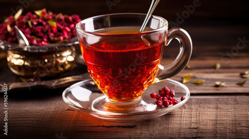 Traditional Turkish tea. Traditional Turkish infusion in a glass cup. generate by ai
