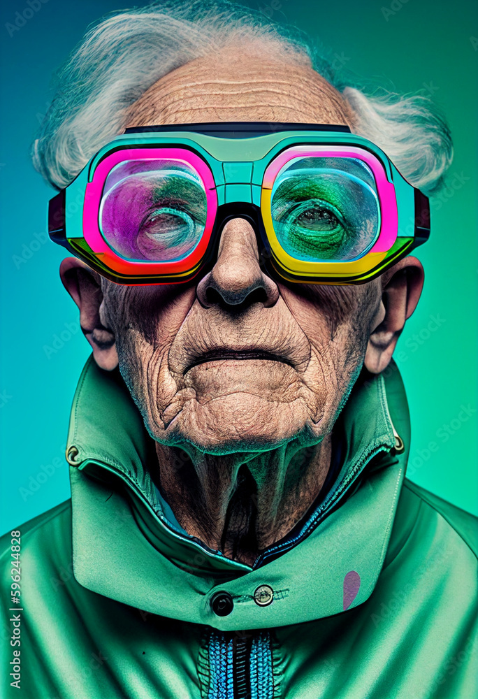 Surprised man in futuristic glasses. AI genarated Surprised man in futuristic glasses. AI genarated