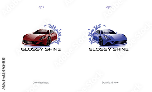Vehicle servicing, Car washing and glossy shining logo, vector illustration. 
