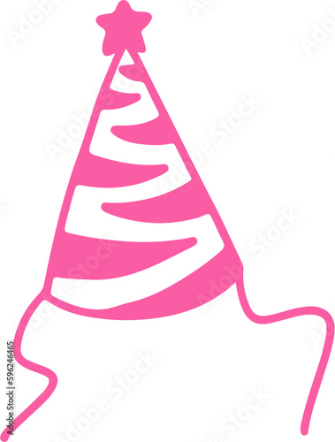 Hand Drawn Birthday Party Hat Outline Vector