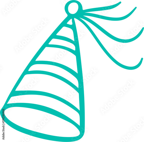 Hand Drawn Birthday Party Hat Outline Vector