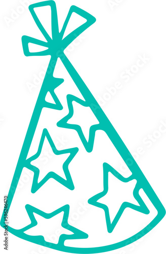 Hand Drawn Birthday Party Hat Outline Vector