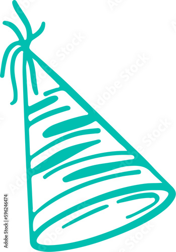 Hand Drawn Birthday Party Hat Outline Vector