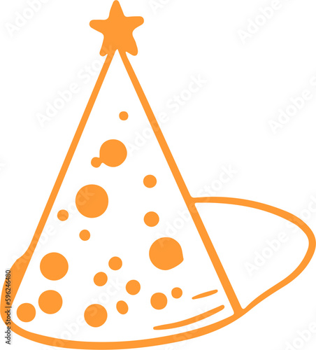Hand Drawn Birthday Party Hat Outline Vector