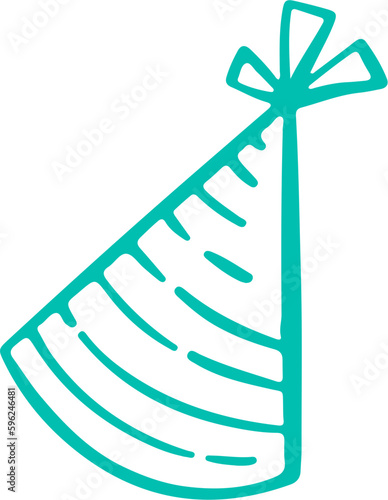 Hand Drawn Birthday Party Hat Outline Vector