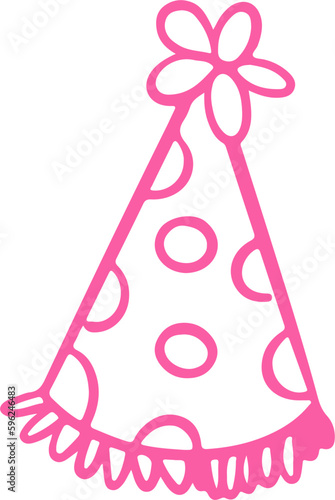 Hand Drawn Birthday Party Hat Outline Vector