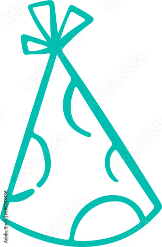 Hand Drawn Birthday Party Hat Outline Vector