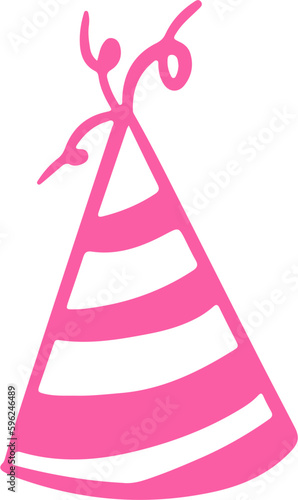 Hand Drawn Birthday Party Hat Outline Vector