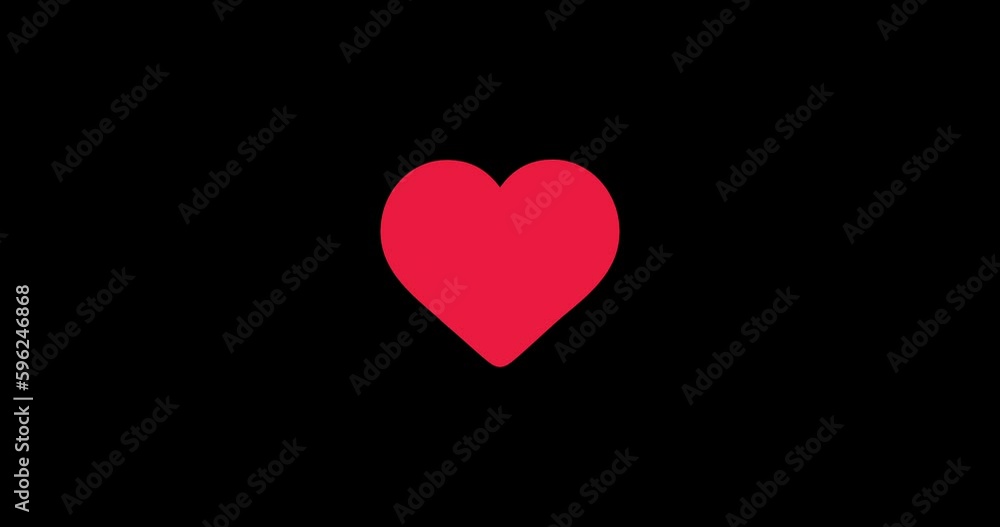 White heart icon transformation animation from outline to red filled heart, post like on instagram, black screen background White heart icon transformation animation from outline to red filled heart, post like on instagram, black screen background