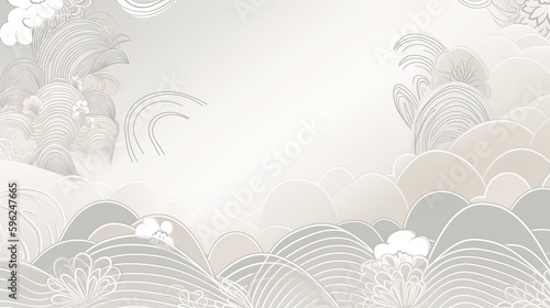 organic asian japanese line wave pattern oriental pattern traditional copy space with white background