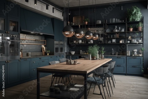 Artistic concept of kitchen furniture. Generative AI © Marisela