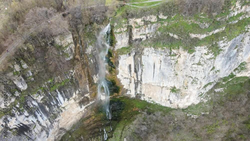 Aerial view of Skaklya Waterfall near village of Zasele, Balkan Mountains, Bulgaria
Aerial view of Skaklya Waterfall near village of Zasele, Balkan Mountains, Bulgaria