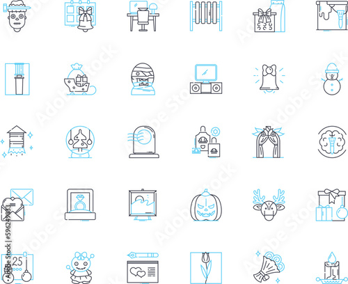 Enhancing linear icons set. Amplify, Boost, Elevate, Augment, Improve, Advance, Upgrade line vector and concept signs. Enrich,Refine,Empower outline illustrations
