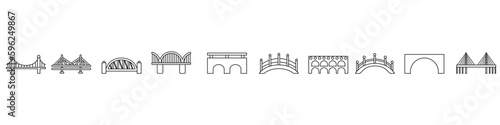 Bridge icon vector set. Bridge icon, Various bridges illustration symbol collection.
