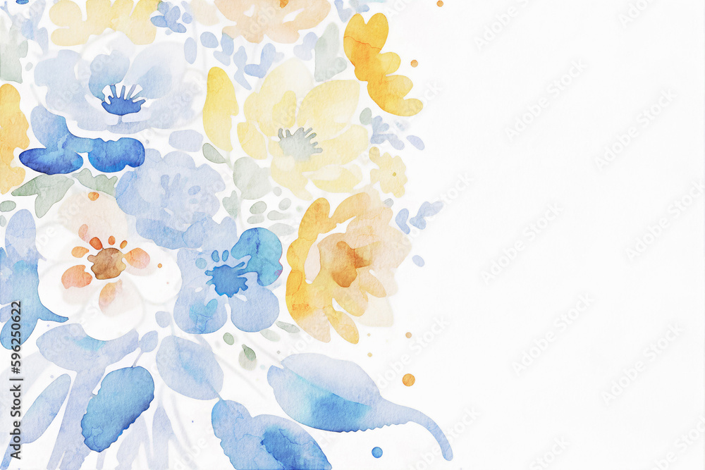 Obraz premium Various watercolor flowers, butterflies, roses, peonies