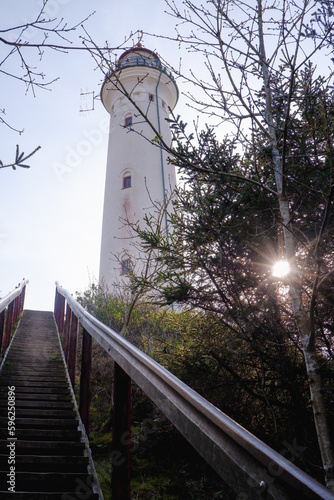 Stairs leading up towards the Lighthouse Lyngvig fyr in holmsland. photo