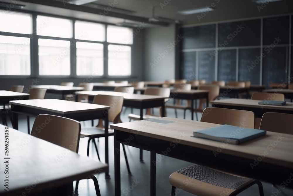 Empty classroom. Back to school concept. Generative ai Empty classroom. Back to school concept. Generative ai