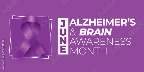 Alzheimer's Disease and Brain Awareness Month. June celebration. Vector banner and poster.