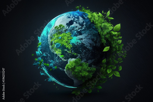 World environment and earth day concept with green globe and eco friendly enviroment