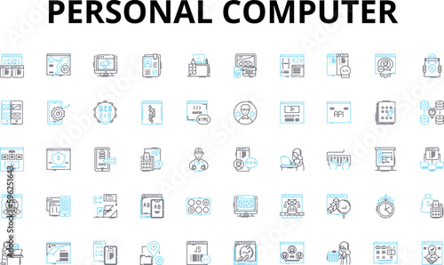 Photography Personal computer linear icons set