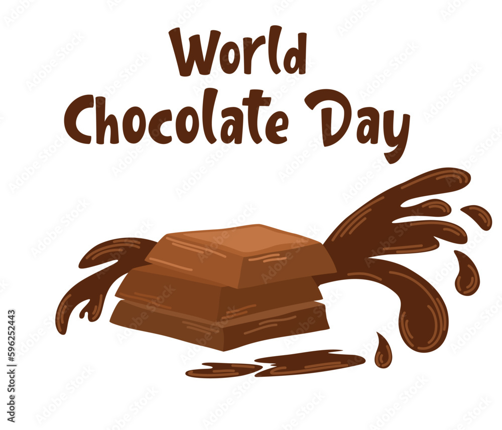 Bar of chocolate. World Chocolate Day. Ideal for printing, products, postcards. Cartoon vector illustration isolated on the white background. Bar of chocolate. World Chocolate Day. Ideal for printing, products, postcards. Cartoon vector illustration isolated on the white background.
