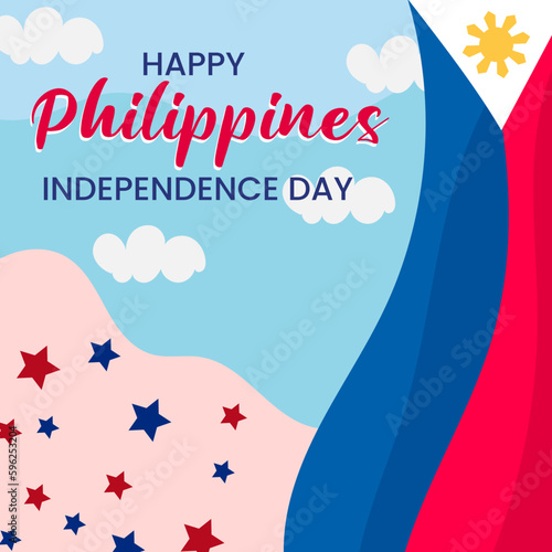 Philippines Independence Day Vector Illustration Hand Drawn creative with Flag Symbol photo