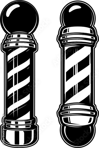 Barber pole. Design element for logo, label, sign, emblem. Vector illustration