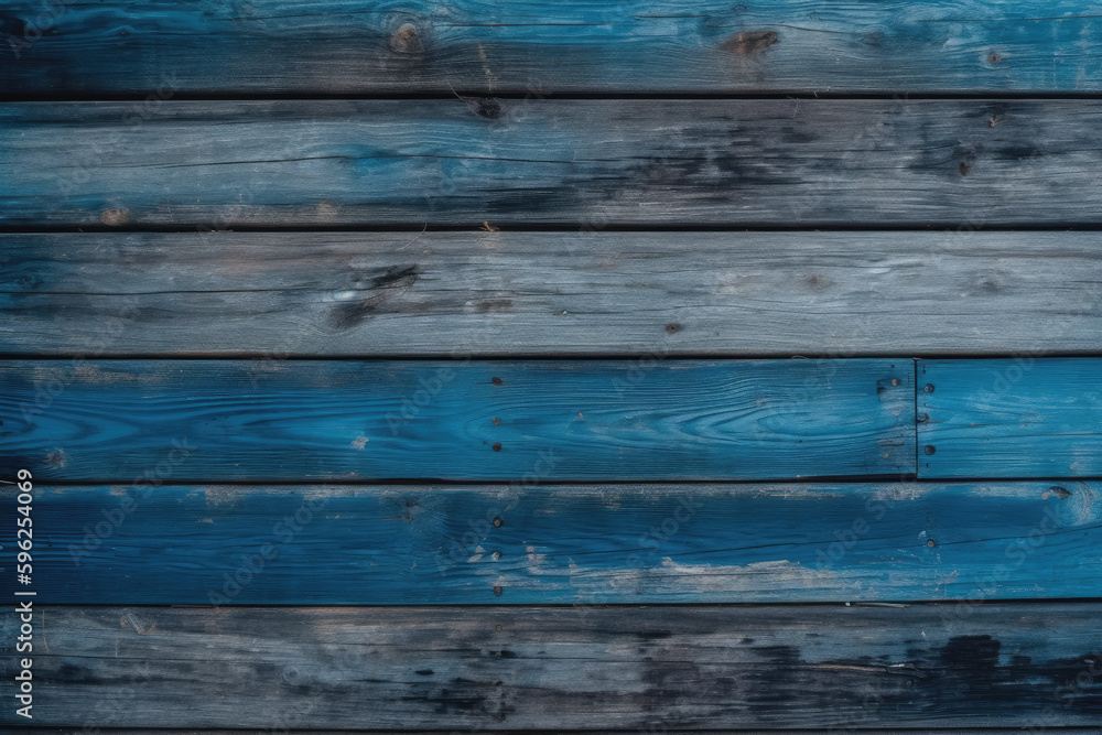 Fototapeta premium Old blue wood texture with planks