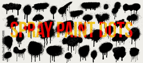 Big set of spray paint dots. Splatter drips, grunge art circle texture, graffiti dirty sprayed paint. Paint texture vector illustration. Collection Splatter paint, drip graffiti, splatter texture.