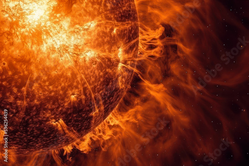 flare in the sun, fiery explosion in the universe generative ai