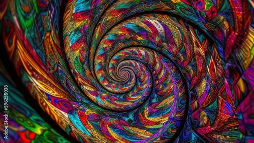 colorful spiral fractal  psychedelic background generative ai