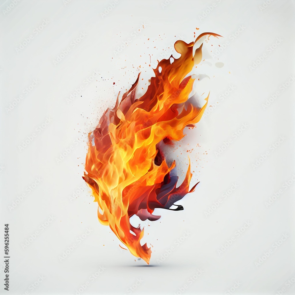 Splash fire on white background. Generative AI. Splash fire on white background. Generative AI.