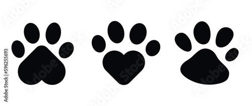 Dog and cat paw print vector illustrations