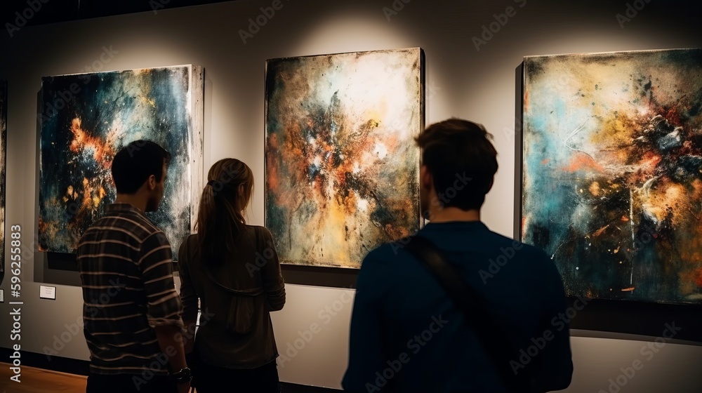 Fototapeta premium Discovering new art artist in gallery. AI generated