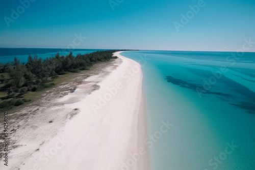 beautiful summer sandy beach with clean blue water holiday aerial generative ai