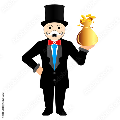 Rich Uncle PennyBag Character Vector Illustration photo