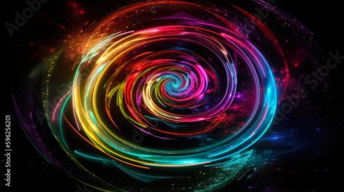 colorful energy circle spiral sci-fi background generative ai